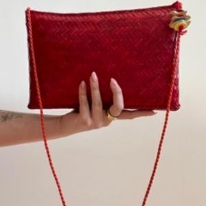 Vintage Red Straw Purse